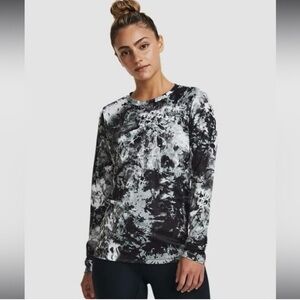 Under Armour Top Women's M Velocity Black White Tie Dye Loose Fit Stretch Gym